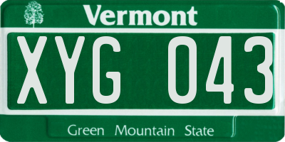 VT license plate XYG043