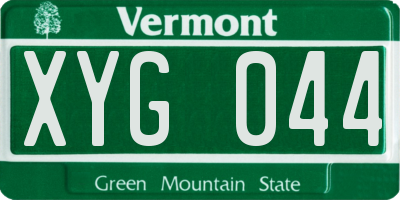 VT license plate XYG044