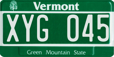 VT license plate XYG045