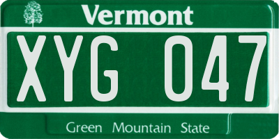 VT license plate XYG047