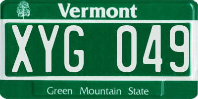 VT license plate XYG049