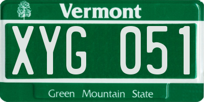 VT license plate XYG051