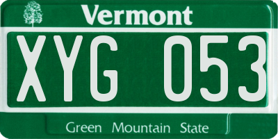 VT license plate XYG053