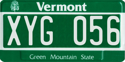 VT license plate XYG056