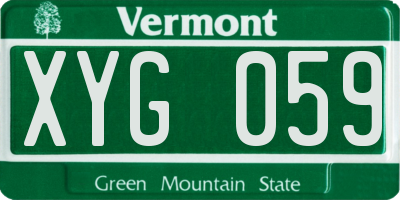 VT license plate XYG059