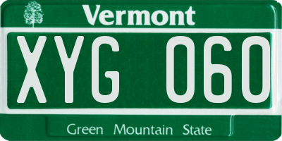 VT license plate XYG060