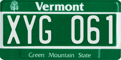 VT license plate XYG061