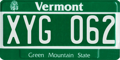 VT license plate XYG062
