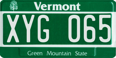 VT license plate XYG065