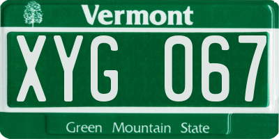 VT license plate XYG067