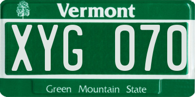 VT license plate XYG070
