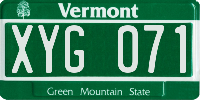 VT license plate XYG071