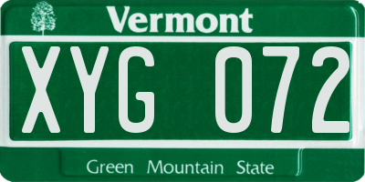 VT license plate XYG072