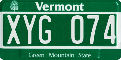 VT license plate XYG074