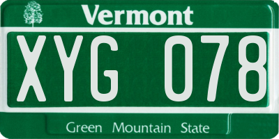 VT license plate XYG078