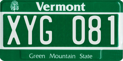 VT license plate XYG081