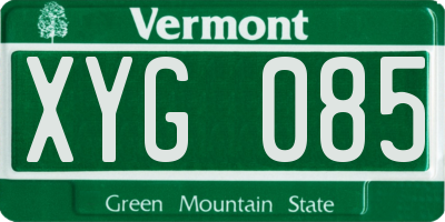 VT license plate XYG085