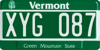VT license plate XYG087