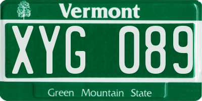 VT license plate XYG089