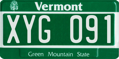 VT license plate XYG091