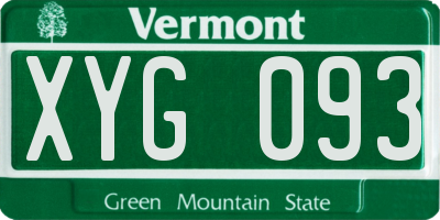 VT license plate XYG093