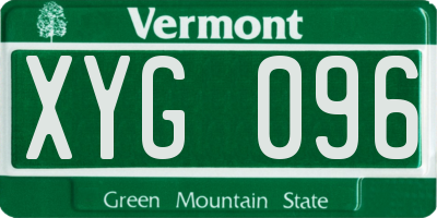 VT license plate XYG096