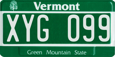 VT license plate XYG099