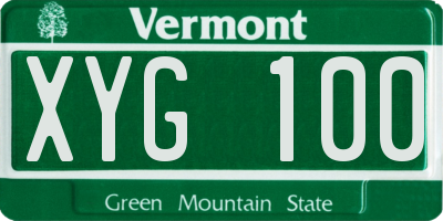 VT license plate XYG100