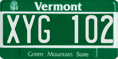 VT license plate XYG102