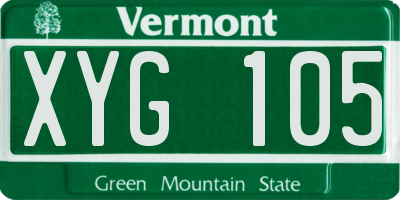 VT license plate XYG105