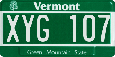 VT license plate XYG107