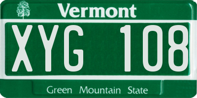 VT license plate XYG108