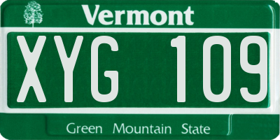 VT license plate XYG109