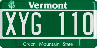 VT license plate XYG110