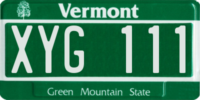 VT license plate XYG111