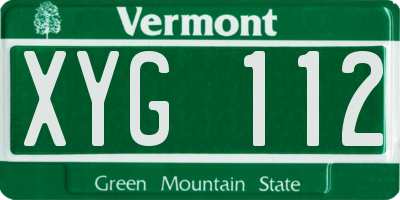 VT license plate XYG112