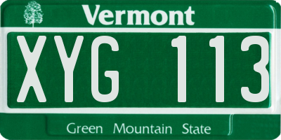 VT license plate XYG113