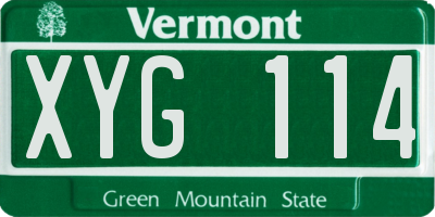 VT license plate XYG114