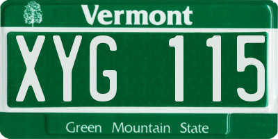 VT license plate XYG115