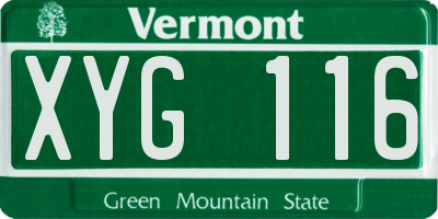 VT license plate XYG116