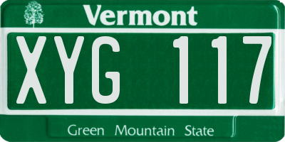 VT license plate XYG117