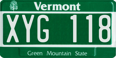 VT license plate XYG118
