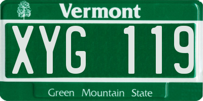 VT license plate XYG119