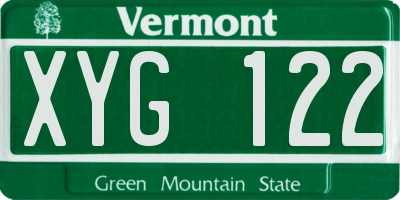 VT license plate XYG122