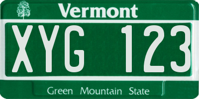 VT license plate XYG123