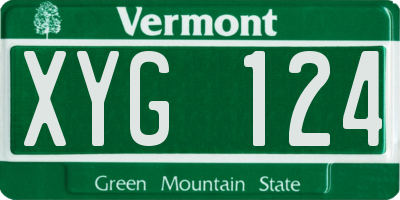 VT license plate XYG124
