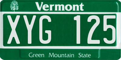 VT license plate XYG125