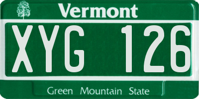 VT license plate XYG126