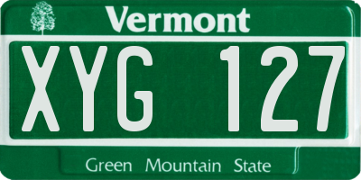 VT license plate XYG127