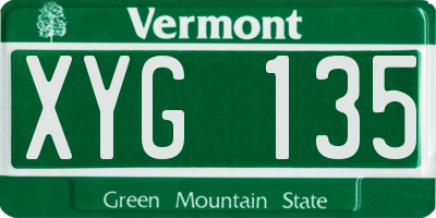 VT license plate XYG135